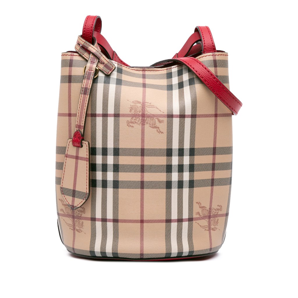 Burberry Haymarket Check Coated Canvas Lorne Bucket Bag