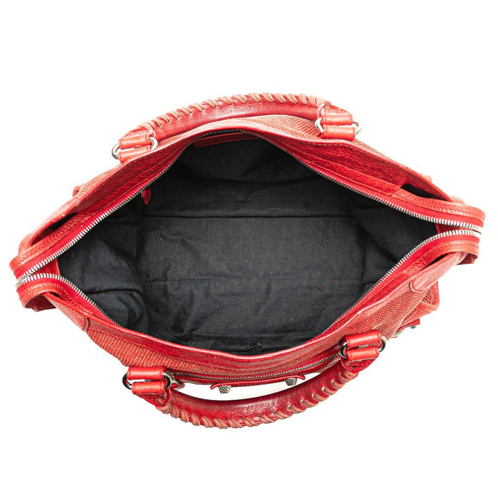 Balenciaga Lambskin Trimmed Canvas Motocross City Giant 12 Satchel - 4