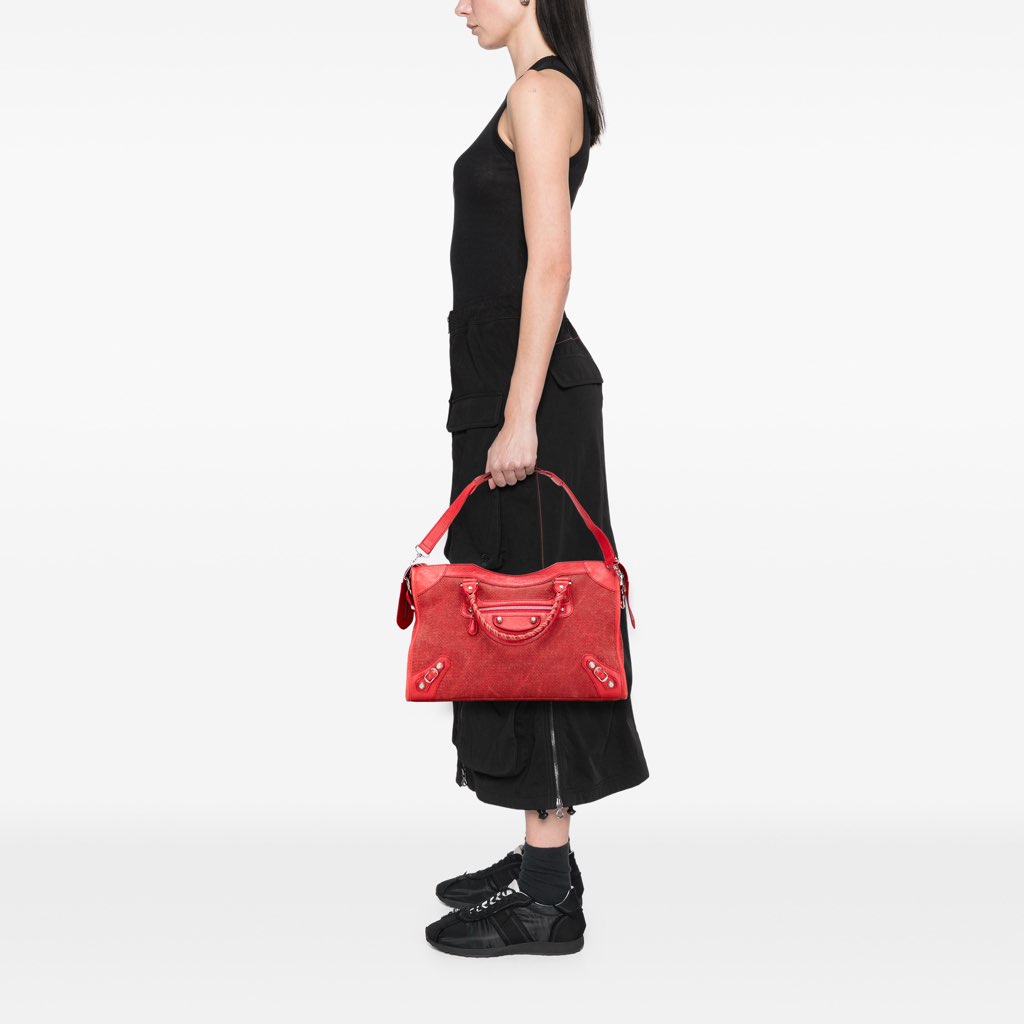 Balenciaga Lambskin Trimmed Canvas Motocross City Giant 12 Satchel - Image 11