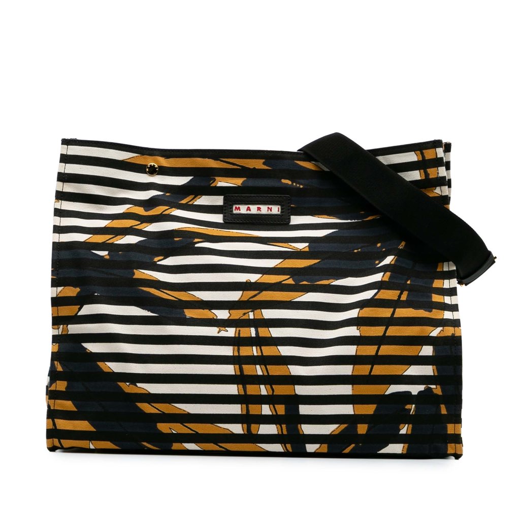 Marni Printed Canvas Striped Floral Crossbody