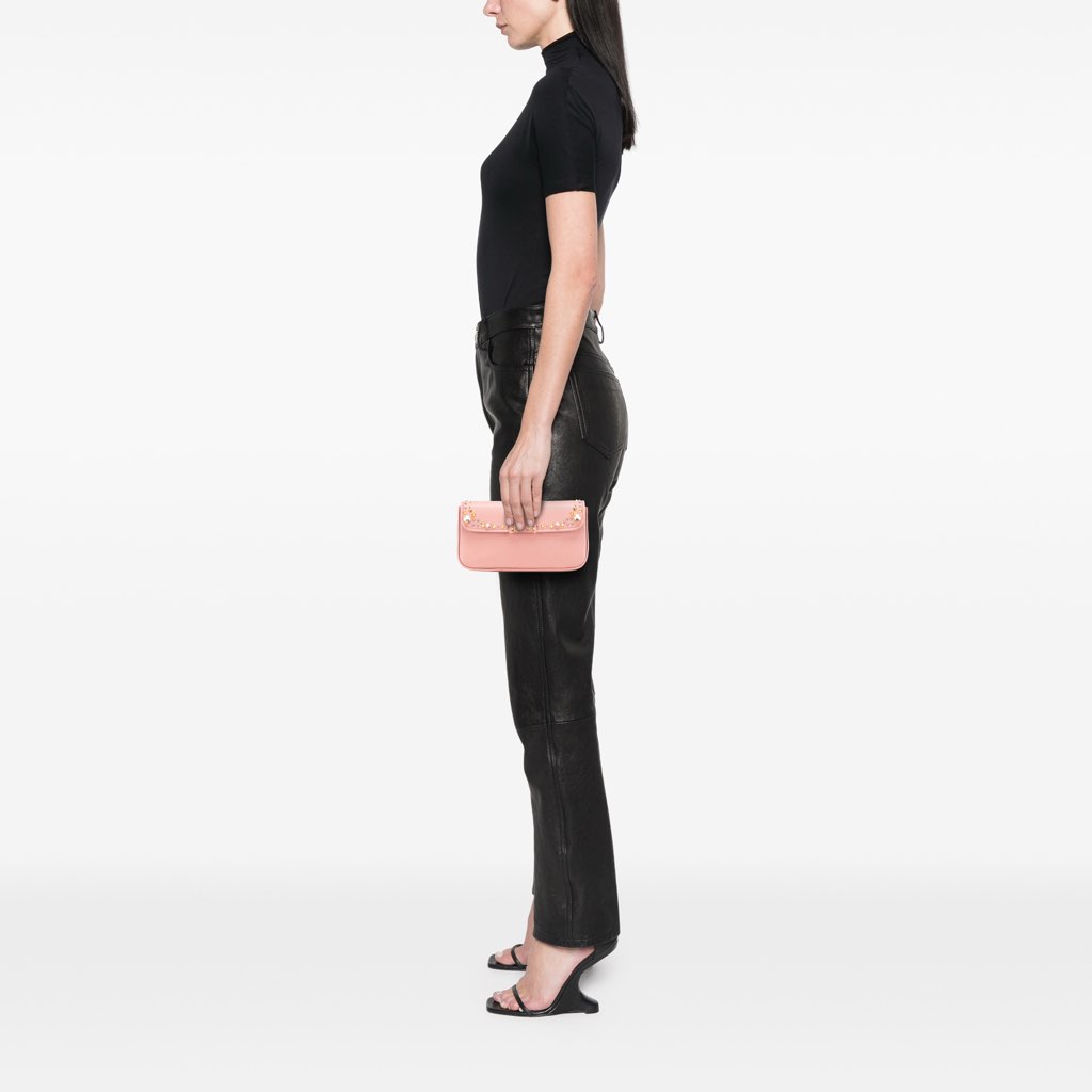 Miu Miu Goatskin Madras Crystal Studded Clutch - Image 14