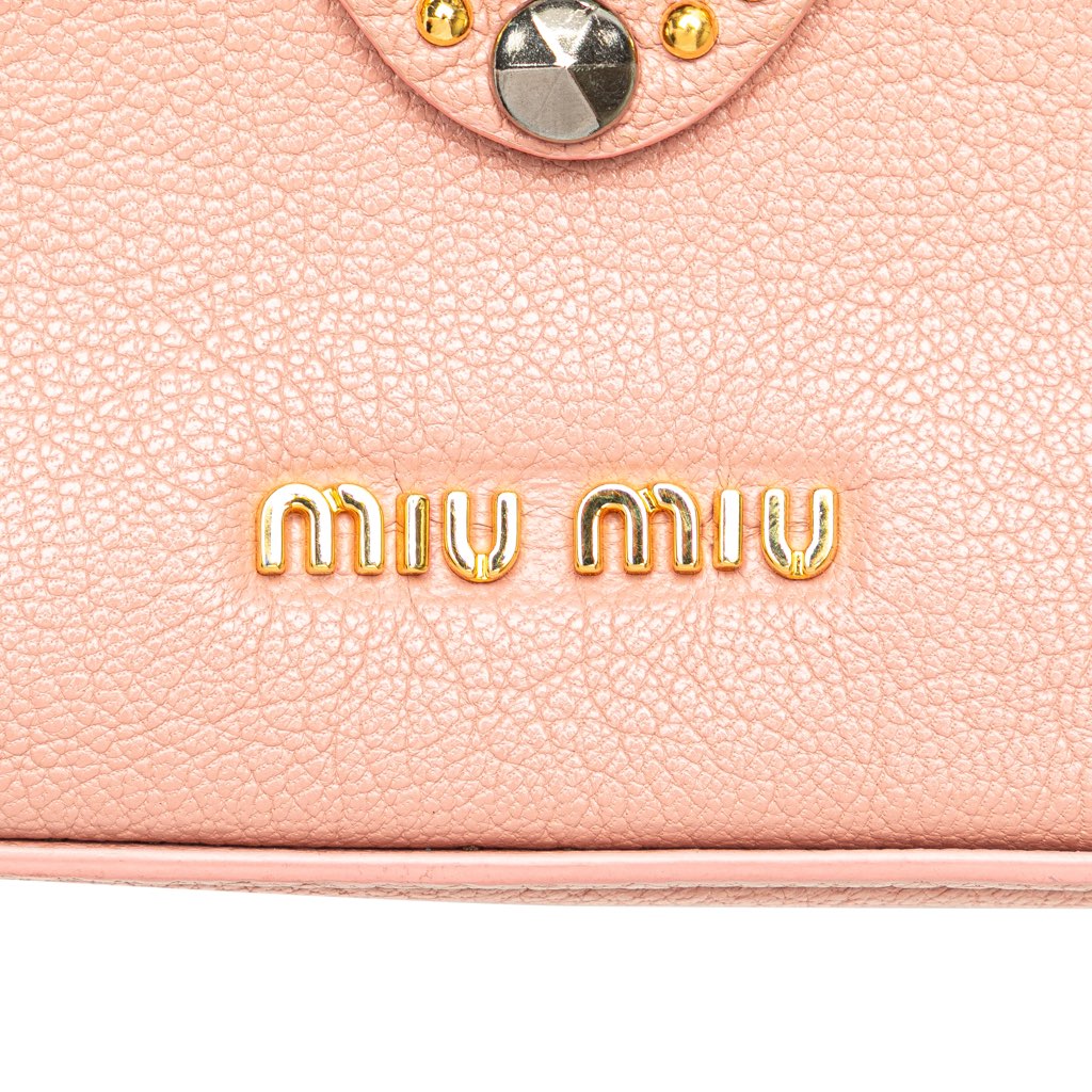 Miu Miu Goatskin Madras Crystal Studded Clutch - Side view