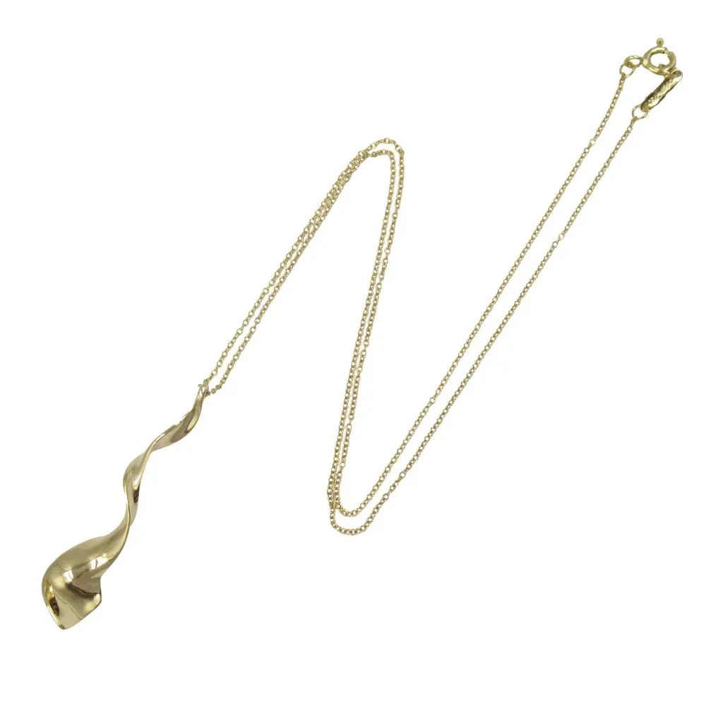 Tiffany & Co 18K Yellow Gold Frank Gehry Orchid Drop Necklace Gold Gold Good - Front View