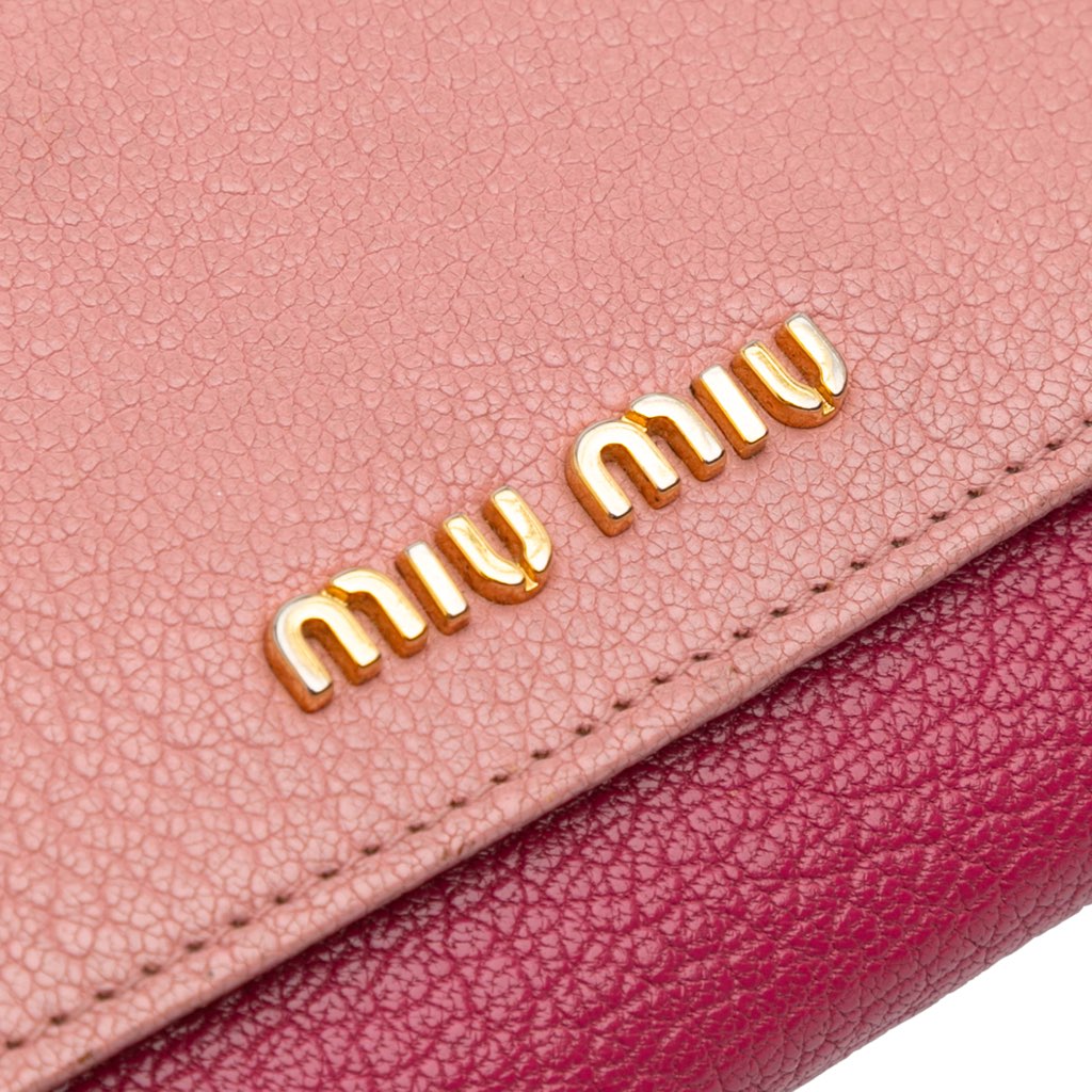 Miu Miu Bicolor Goatskin Madras Wallet on Chain - 5