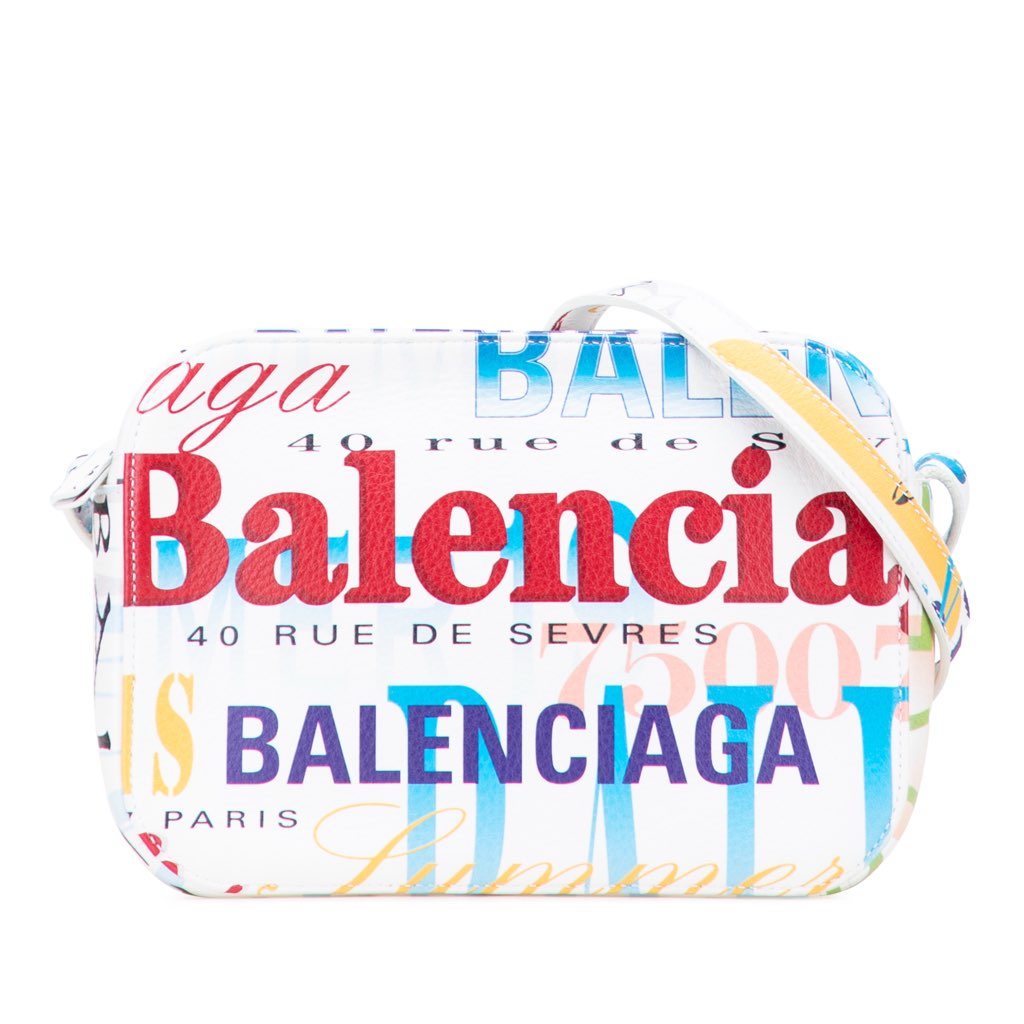 Balenciaga S Calfskin Logo Print Everyday Camera Bag