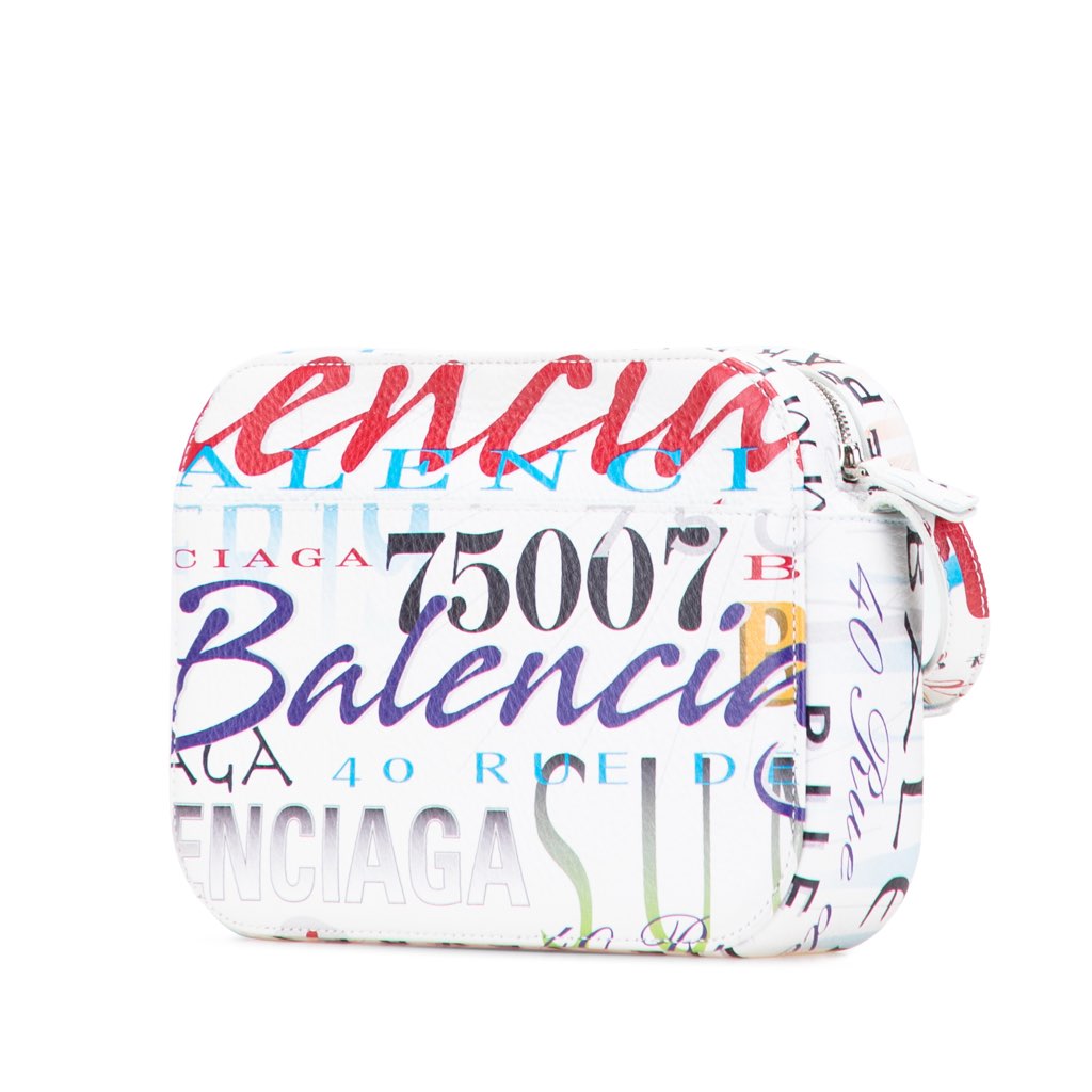 Balenciaga S Calfskin Logo Print Everyday Camera Bag - Back view