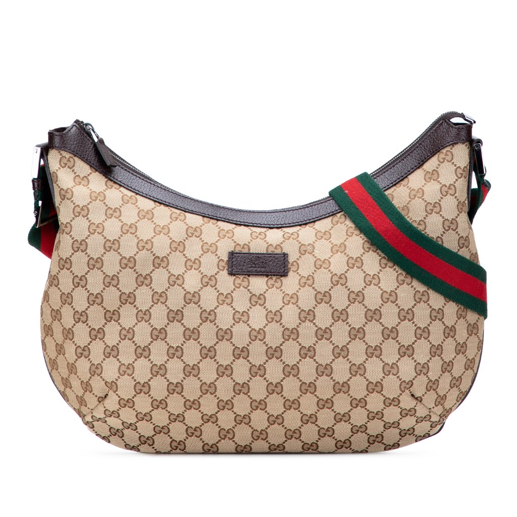 Gucci Medium GG Canvas Web Half Moon Crossbody
