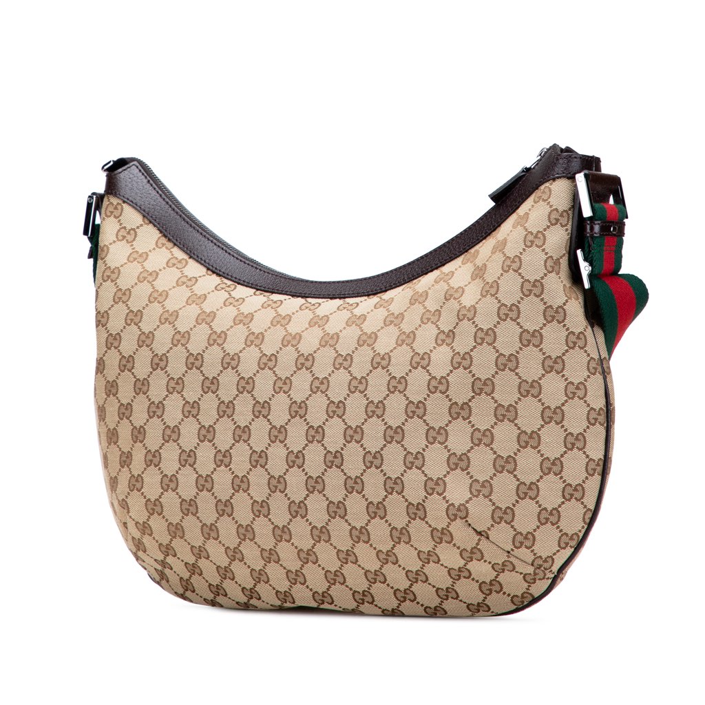 Gucci Medium GG Canvas Web Half Moon Crossbody - 2