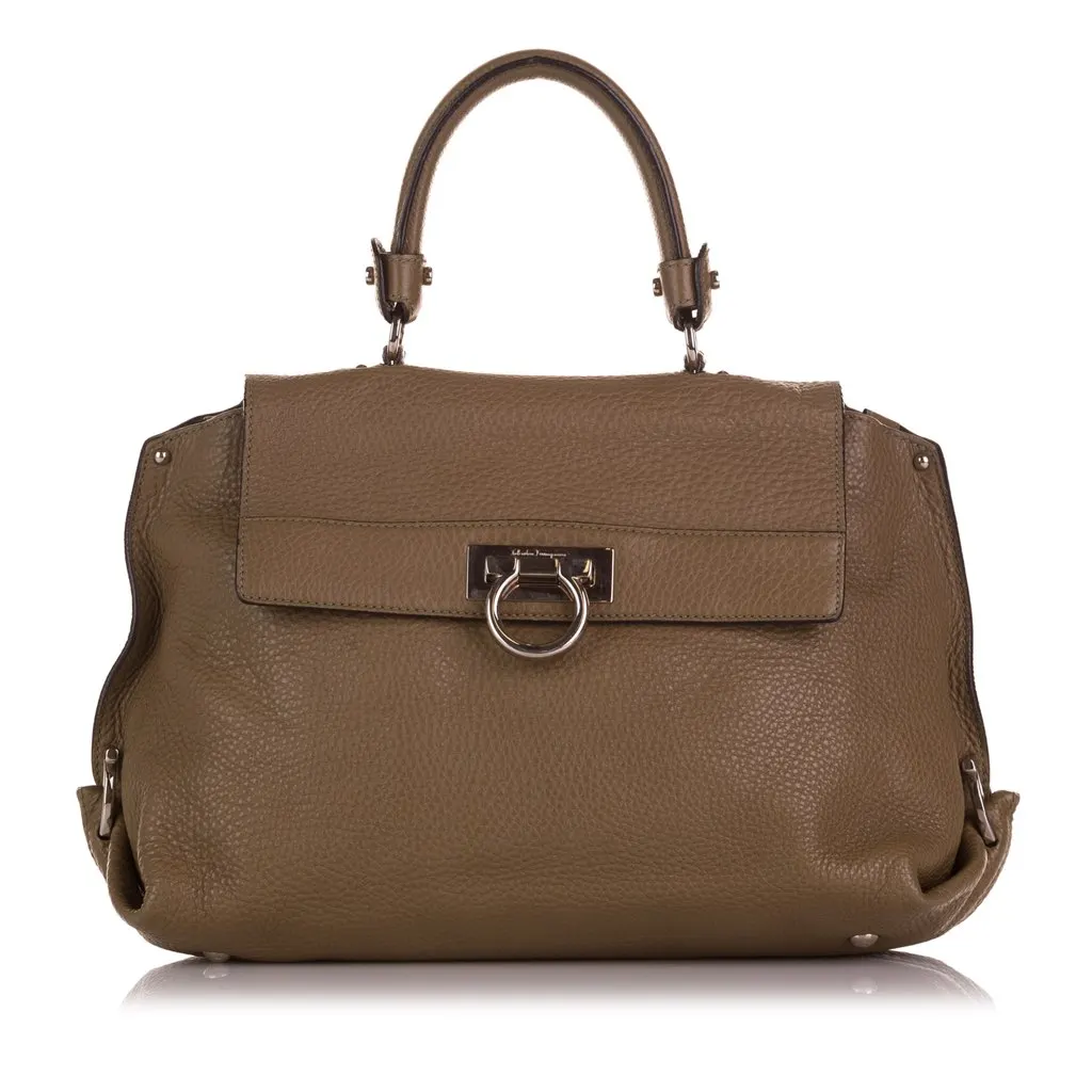 Salvatore Ferragamo Sofia Leather Satchel Brown Leather Good - Front View