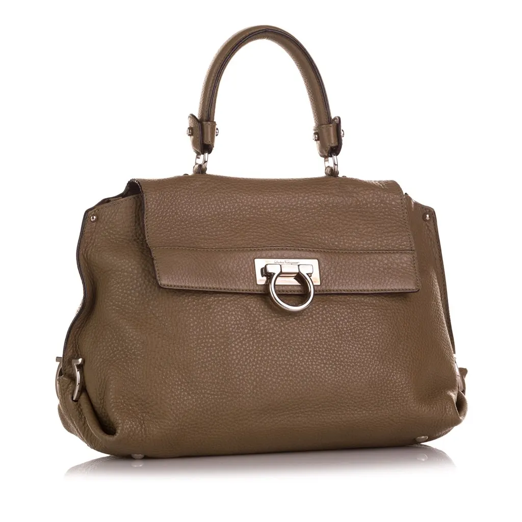 Salvatore Ferragamo Sofia Leather Satchel Brown Leather Good - Back View