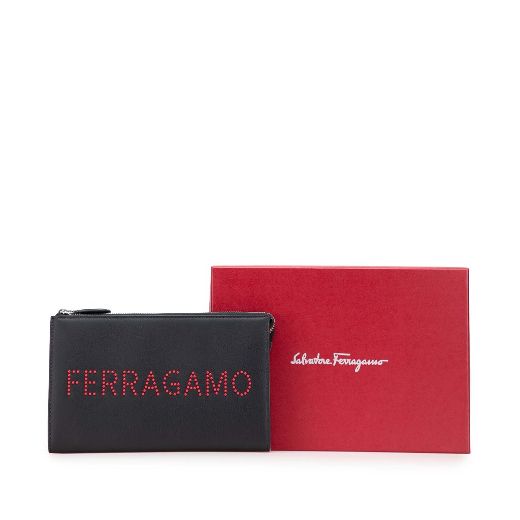 Salvatore Ferragamo Leather Logo Clutch - Image 13