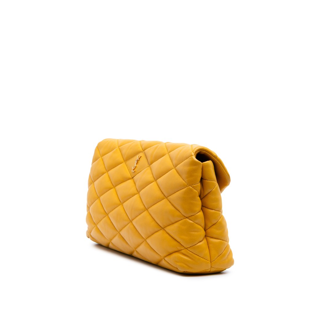 Saint Laurent Quilted Lambskin Sade Puffer Envelope Clutch - 2