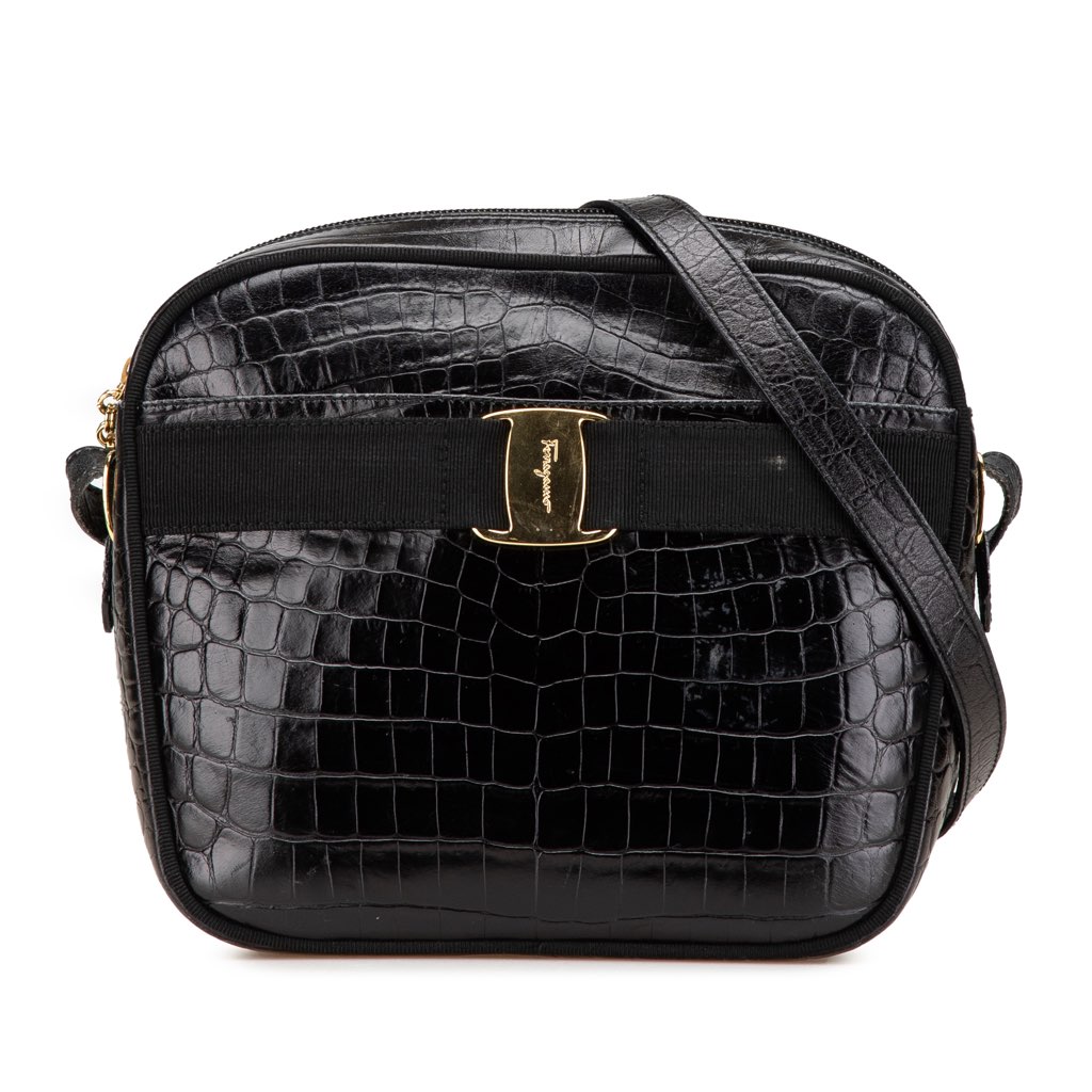 Salvatore Ferragamo Vara Embossed Leather Crossbody