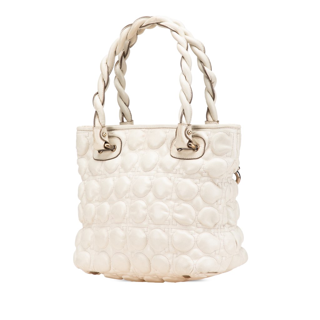 Salvatore Ferragamo Quilted Leather Gancini Handbag - Back view