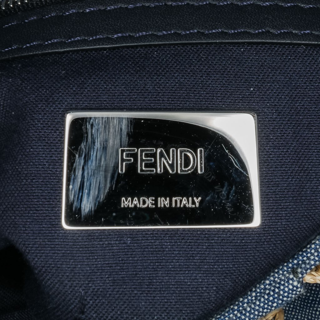 Fendi Embroidered Denim Ruffled F is Fendi Kan I Baguette - Side view