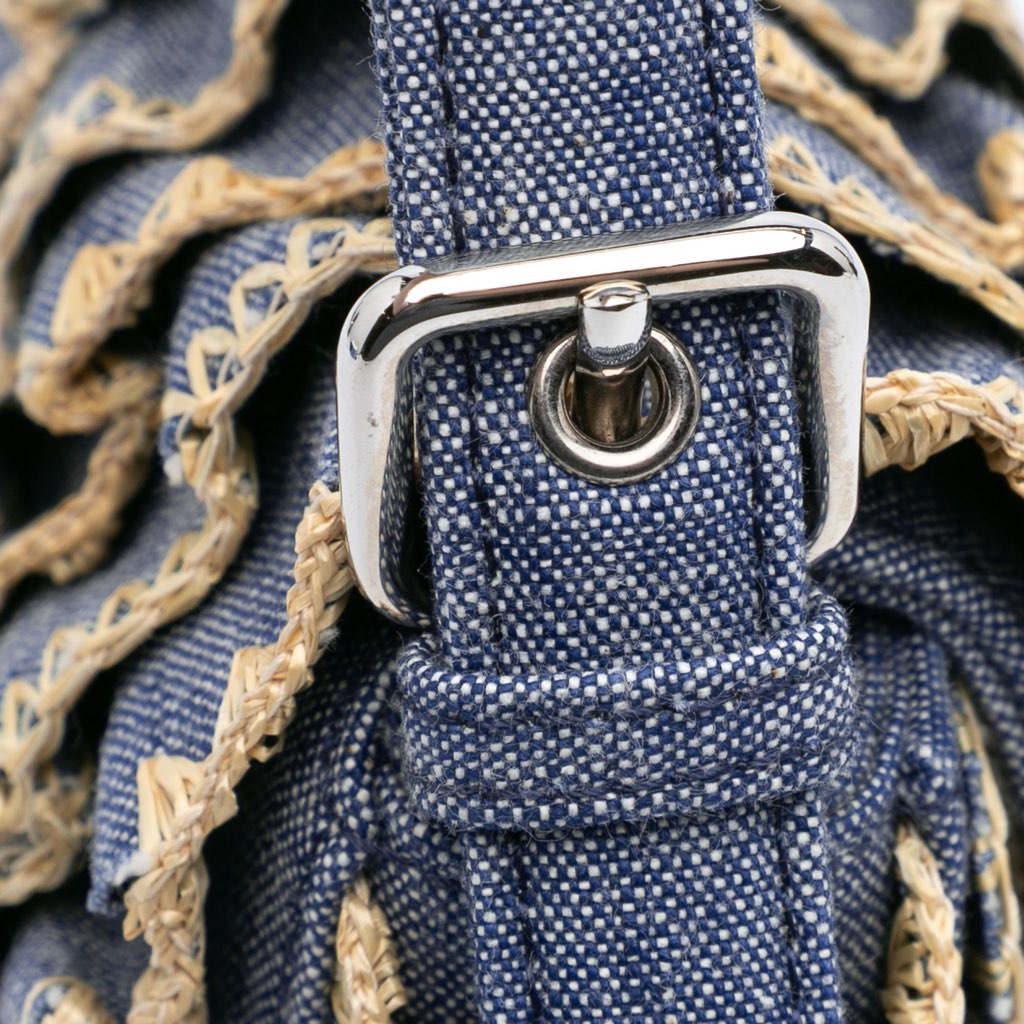 Fendi Embroidered Denim Ruffled F is Fendi Kan I Baguette - Detail 2