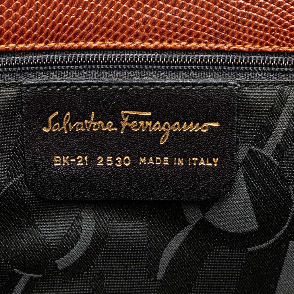 Salvatore Ferragamo Lizard Embossed Leather Vara Tote - 5