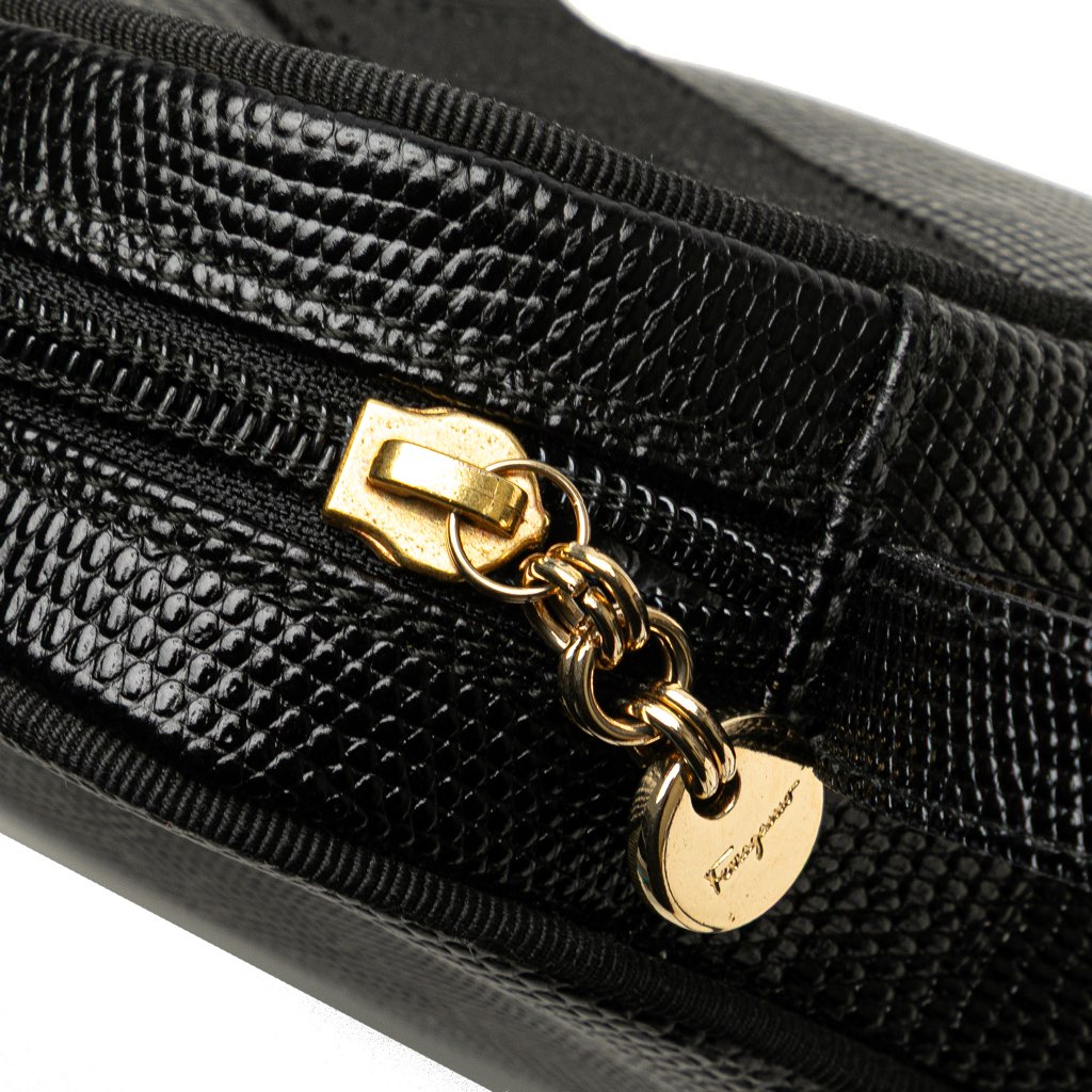 Salvatore Ferragamo Embossed Lizard Leather Vara Crossbody - Detail 1