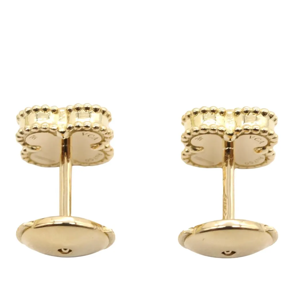 Van Cleef & Arpels 18K Yellow Gold and Onyx Sweet Alhambra Earrings Gold Gold Good - Model View