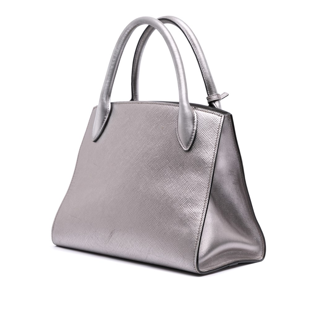 Prada Small Saffiano Cuir Monochrome Top Handle Tote - Back view