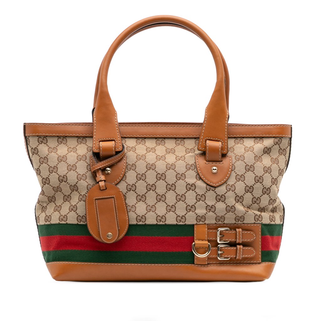 Gucci Medium GG Canvas Web Heritage Tote