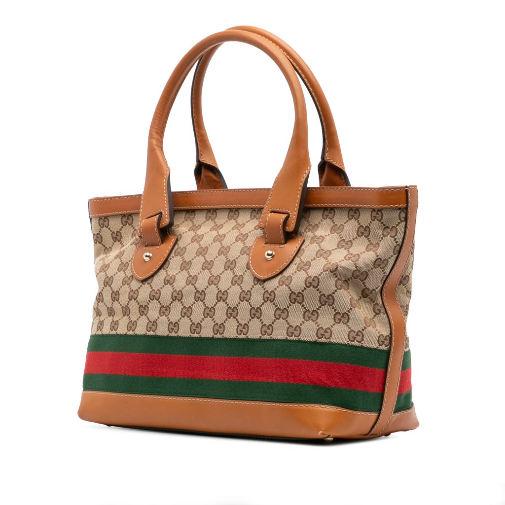 Gucci Medium GG Canvas Web Heritage Tote - 2