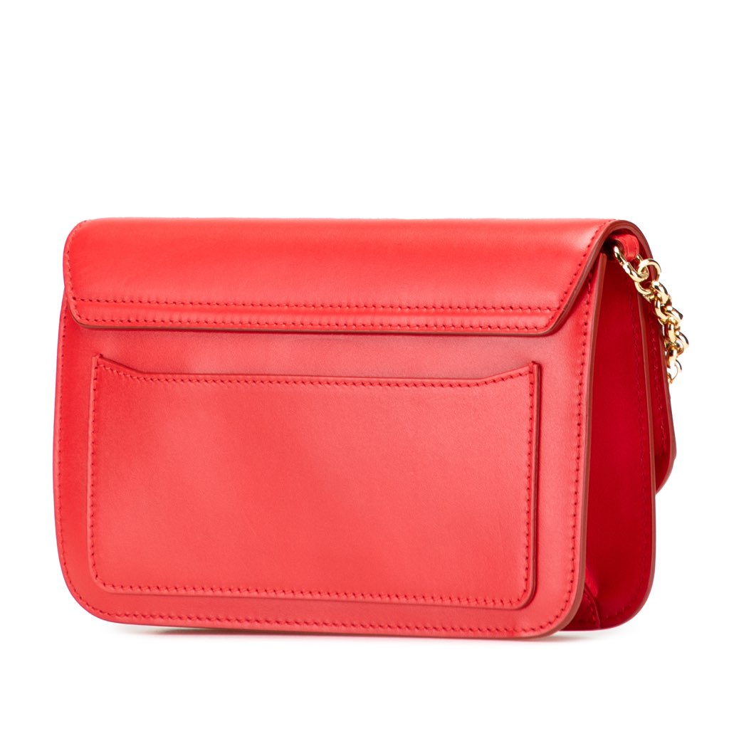 Salvatore Ferragamo Small Calfskin and Suede C Clutch With Chain - Back view