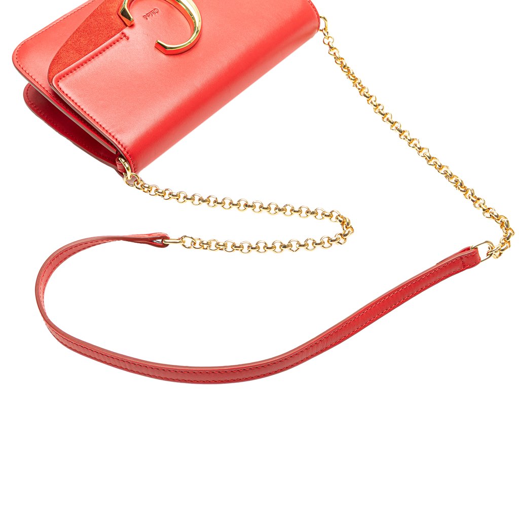 Salvatore Ferragamo Small Calfskin and Suede C Clutch With Chain - Image 13