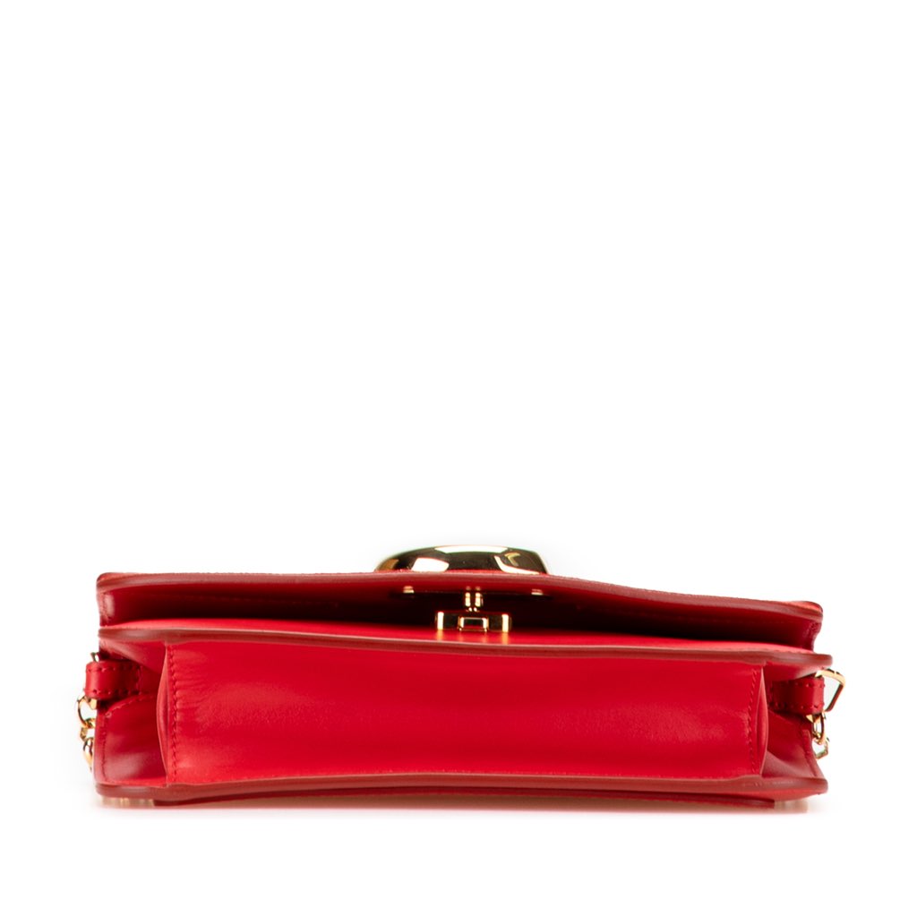 Salvatore Ferragamo Small Calfskin and Suede C Clutch With Chain - Image 6