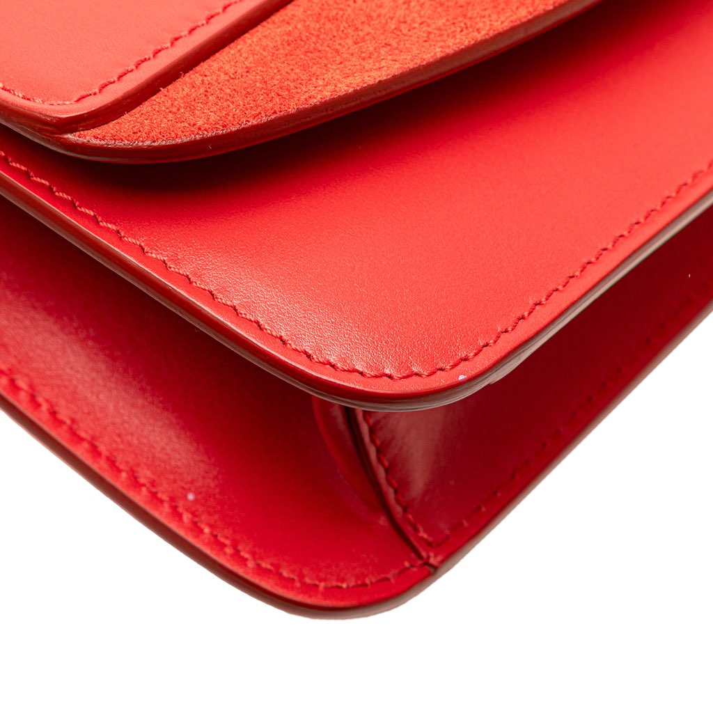 Salvatore Ferragamo Small Calfskin and Suede C Clutch With Chain - Image 11