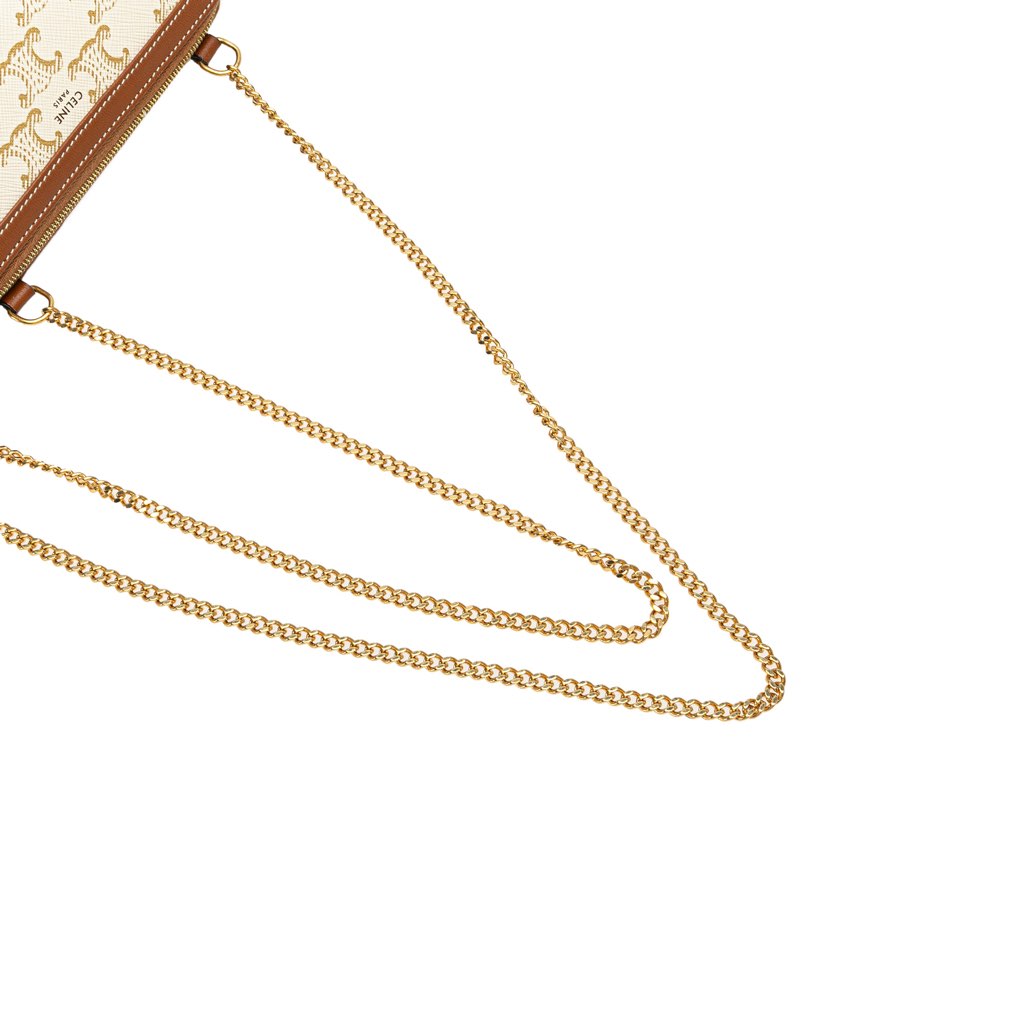 Celine Triomphe Coated Canvas Clutch On Chain - Image 13