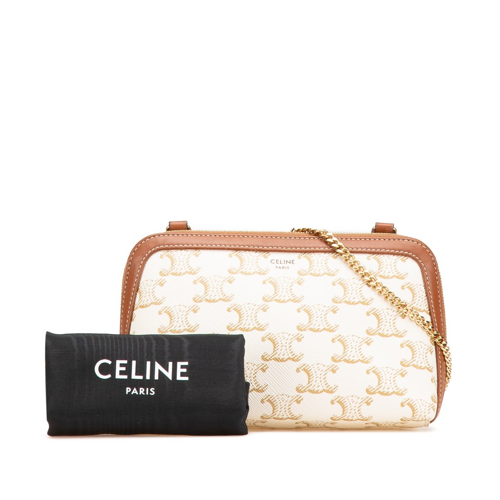 Celine Triomphe Coated Canvas Clutch On Chain - Image 15