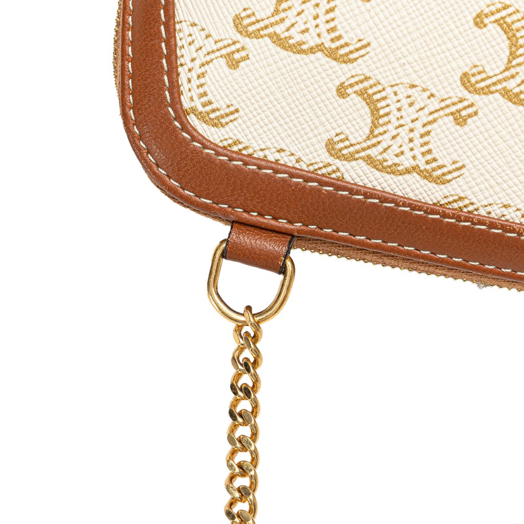 Celine Triomphe Coated Canvas Clutch On Chain - Image 11