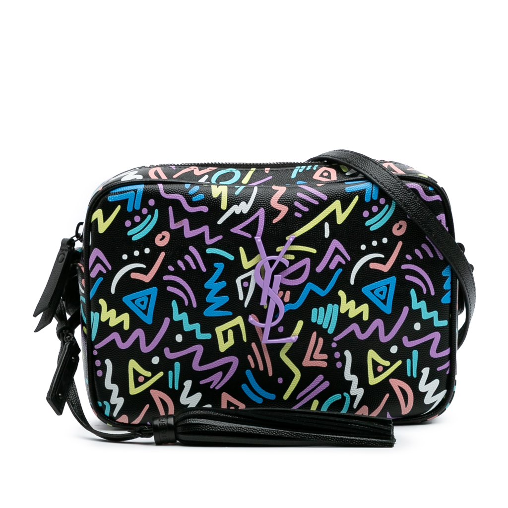 Saint Laurent Medium Grain de Poudre Monogram Graphic Print Lou Camera Bag