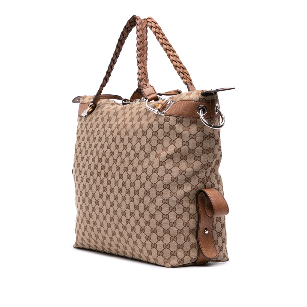 Gucci Large GG Canvas Bamboo Bar Tote - 2