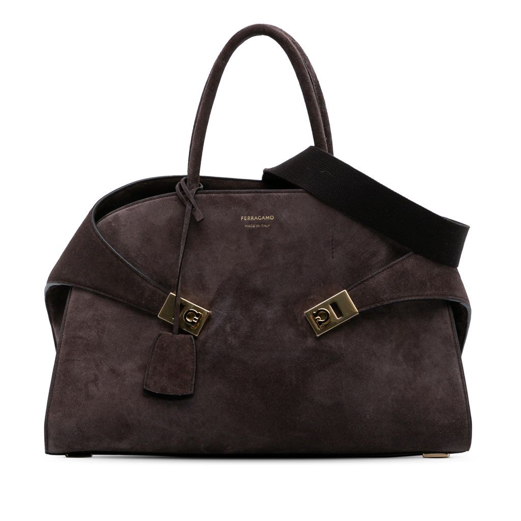 Salvatore Ferragamo Large Suede Hug Top Handle Bag