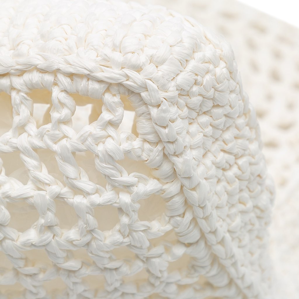 Prada Raffia Effect Crochet Logo Embroidered Tote - Detail 1