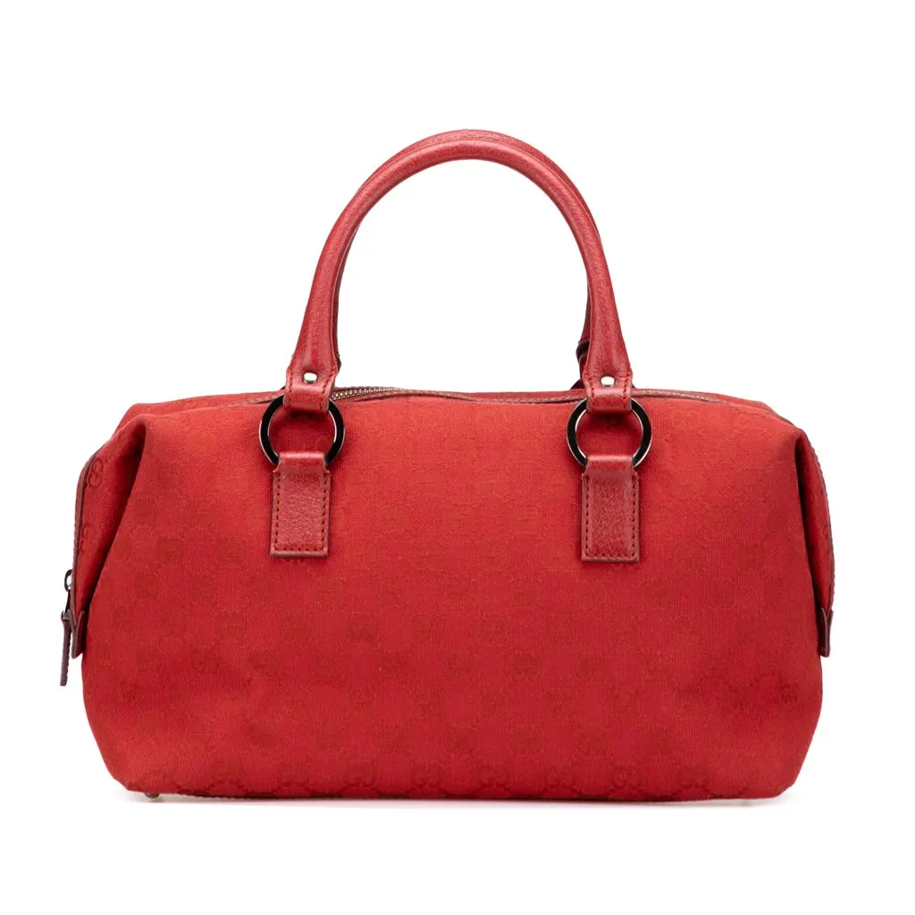 Gucci GG Canvas Boston Bag Red Canvas Good - Front View