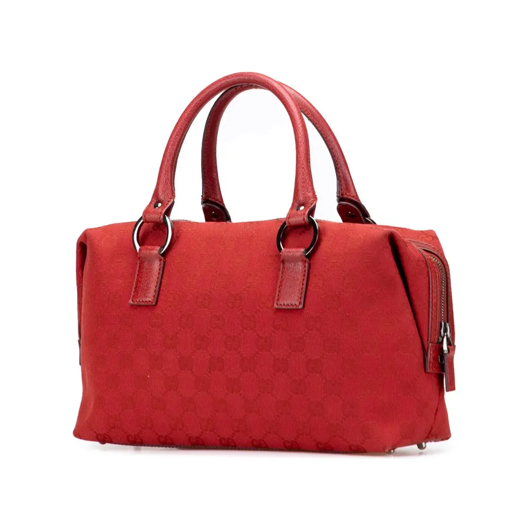 Gucci GG Canvas Boston Bag Red Canvas Good - Back View