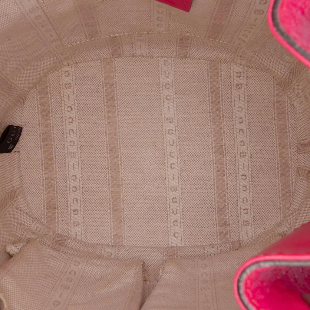 Gucci Diamante Leather Bright Bucket Bag Pink Leather Good - Model View