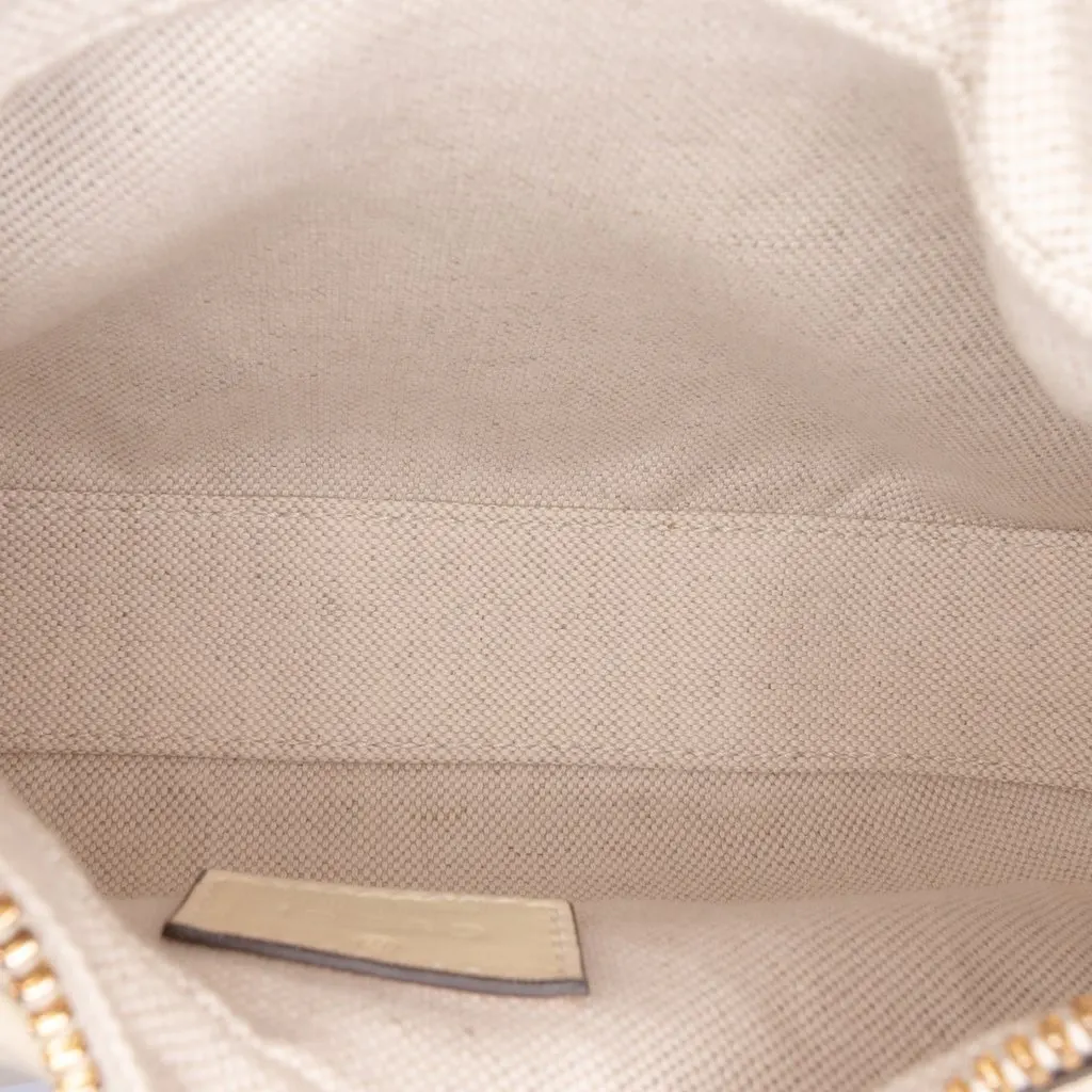 Gucci Small Leather Web Attache Crossbody White Leather Good - Model View