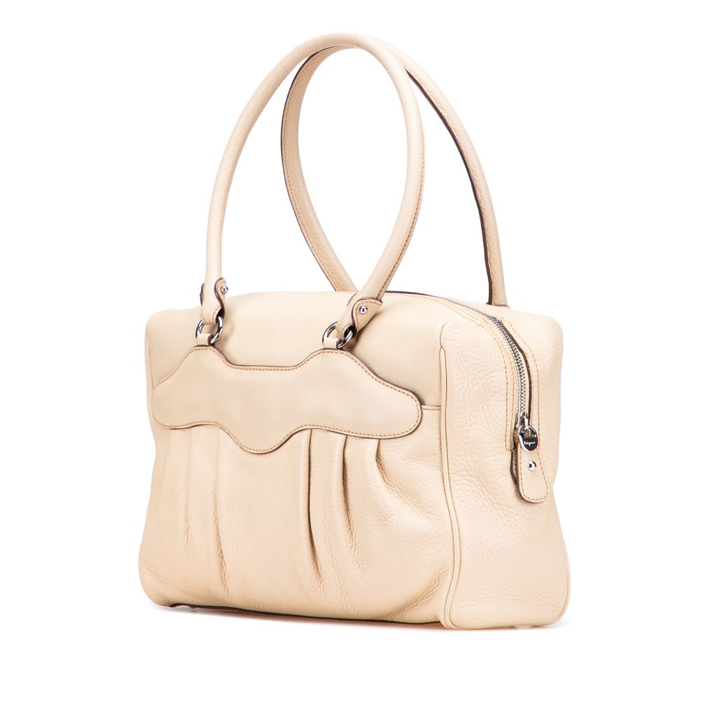 Salvatore Ferragamo Leather Gancini Pleated Handbag - Back view