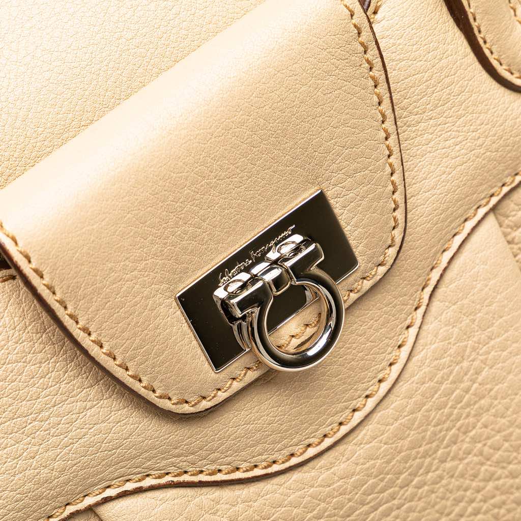 Salvatore Ferragamo Leather Gancini Pleated Handbag - Detail 2