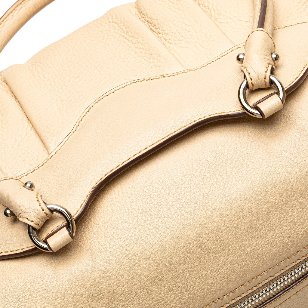 Salvatore Ferragamo Leather Gancini Pleated Handbag - Image 11