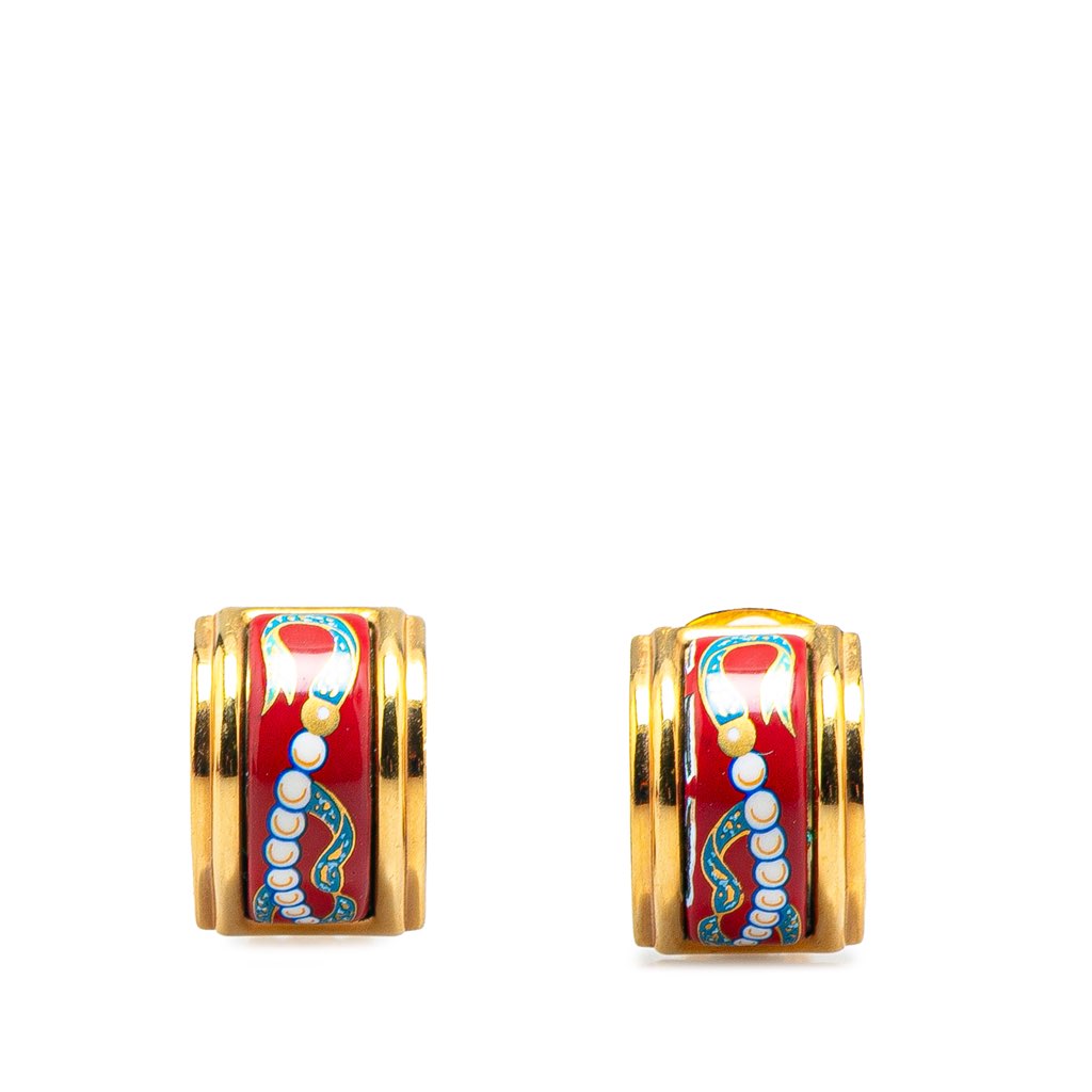 Hermès Enamel Cloisonne Clip On Earrings