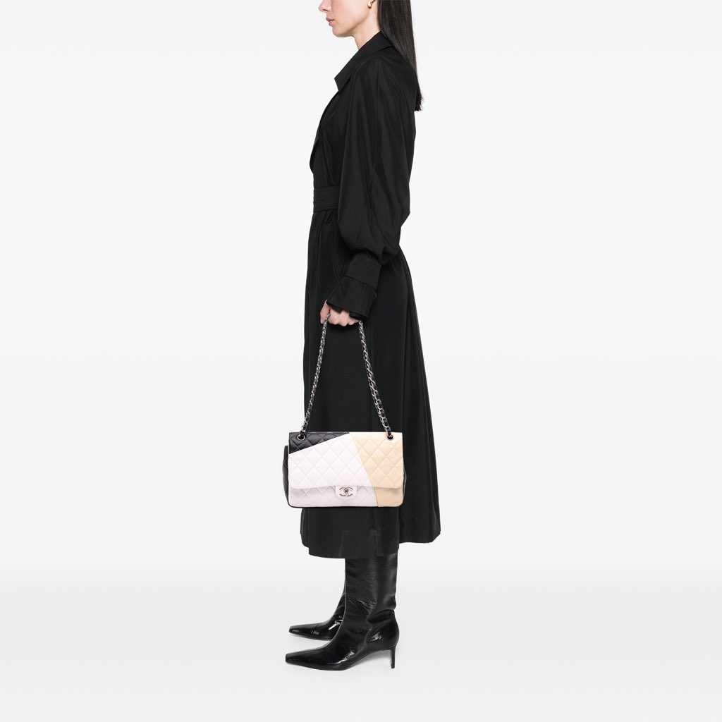 Chanel Jumbo Classic Tricolor Lambskin Colorblock Double Flap - Image 14