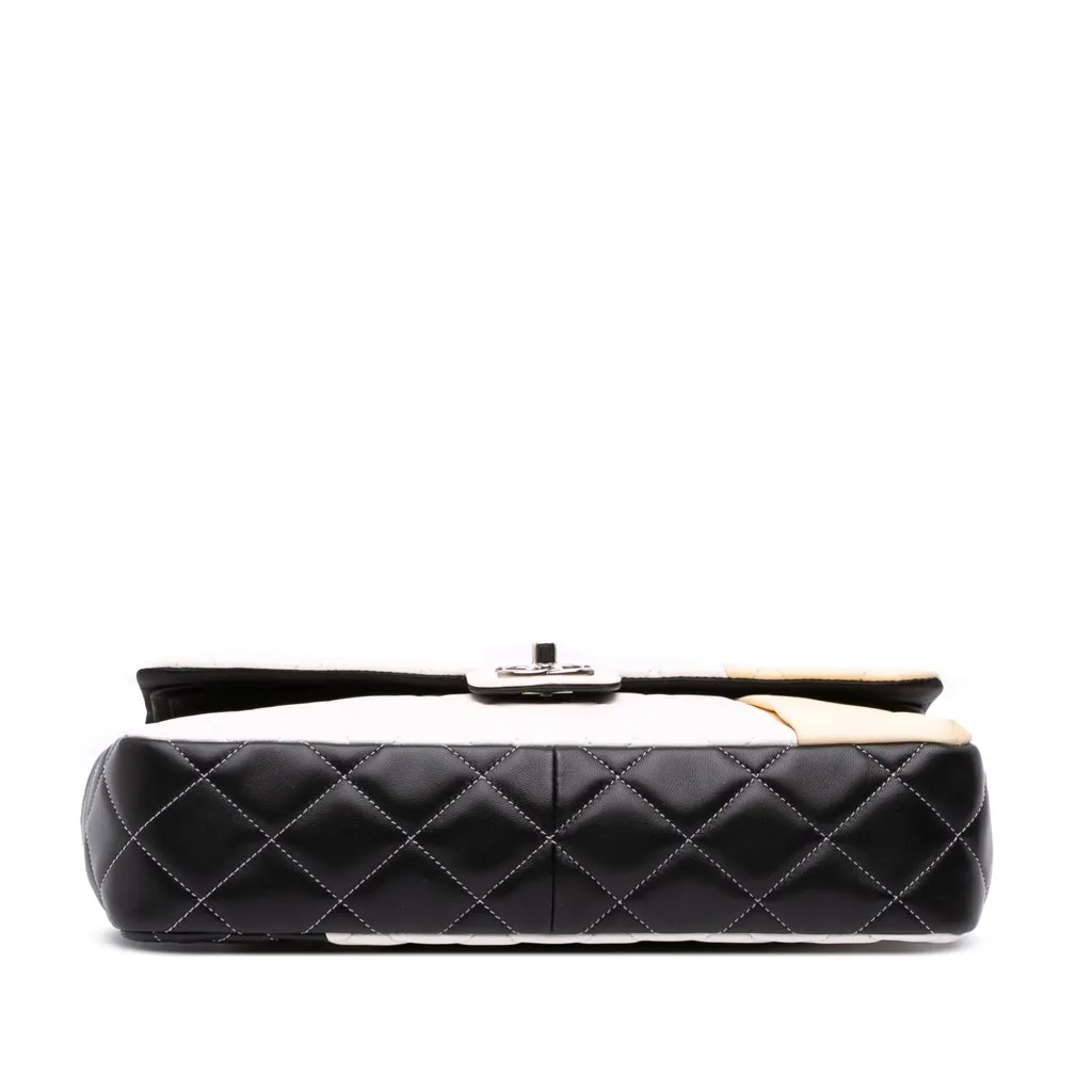 Chanel Jumbo Classic Tricolor Lambskin Colorblock Double Flap Brown Leather Good - Inside View