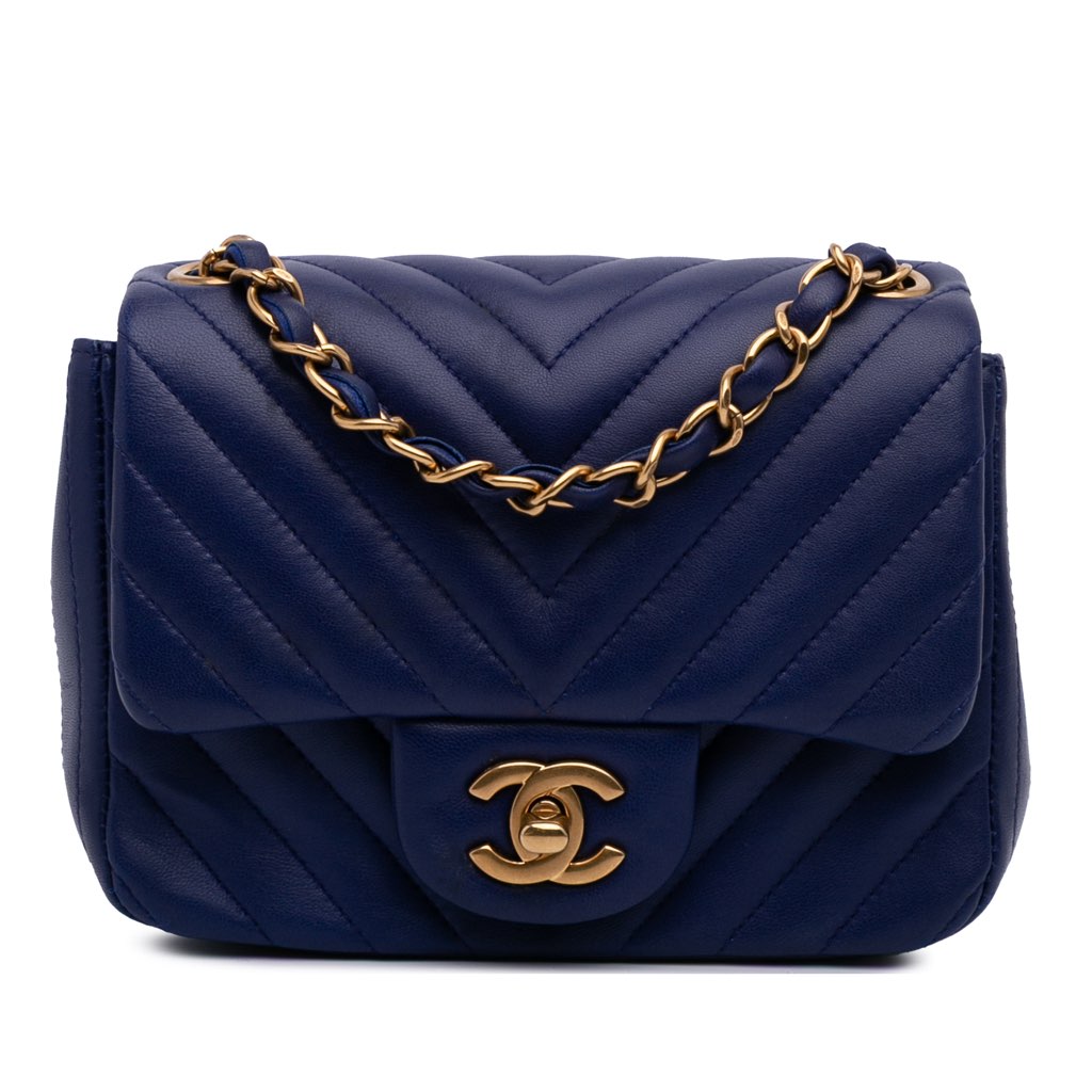 Chanel Mini Square Classic Chevron Lambskin Single Flap