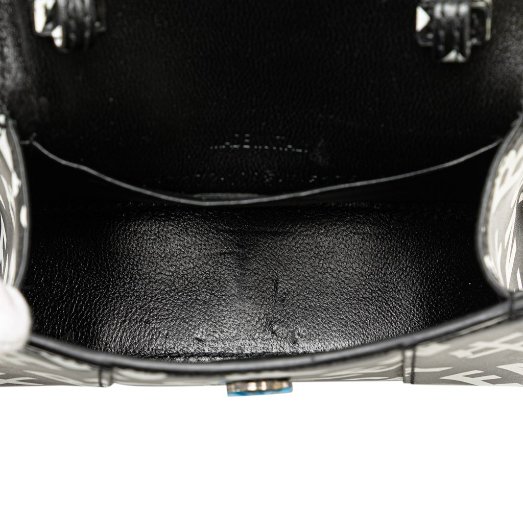 Balenciaga Mini Smooth Calfskin Allover Logo Print Hourglass Top Handle Bag - 4