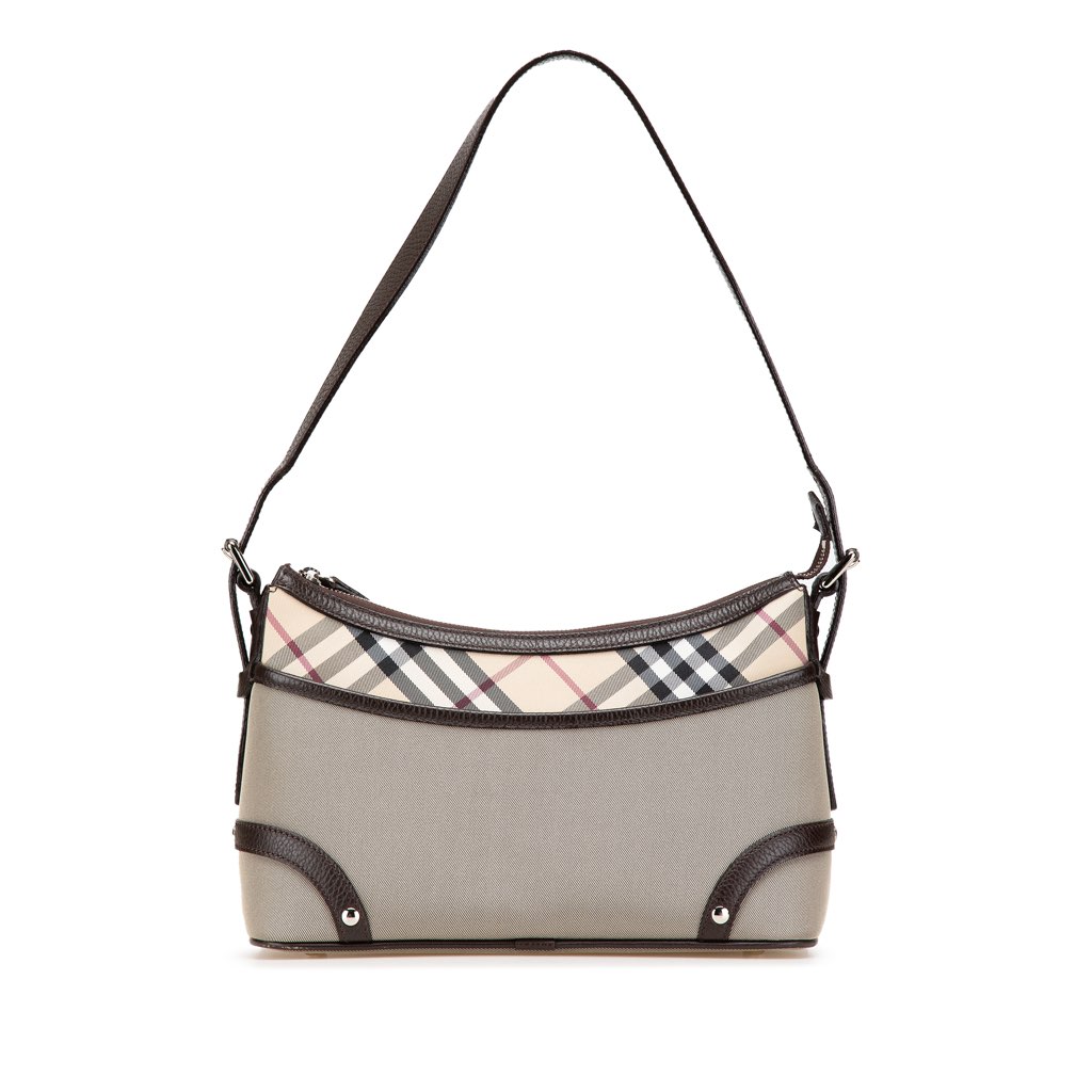 Burberry Nova Check Trimmed Canvas Shoulder Bag